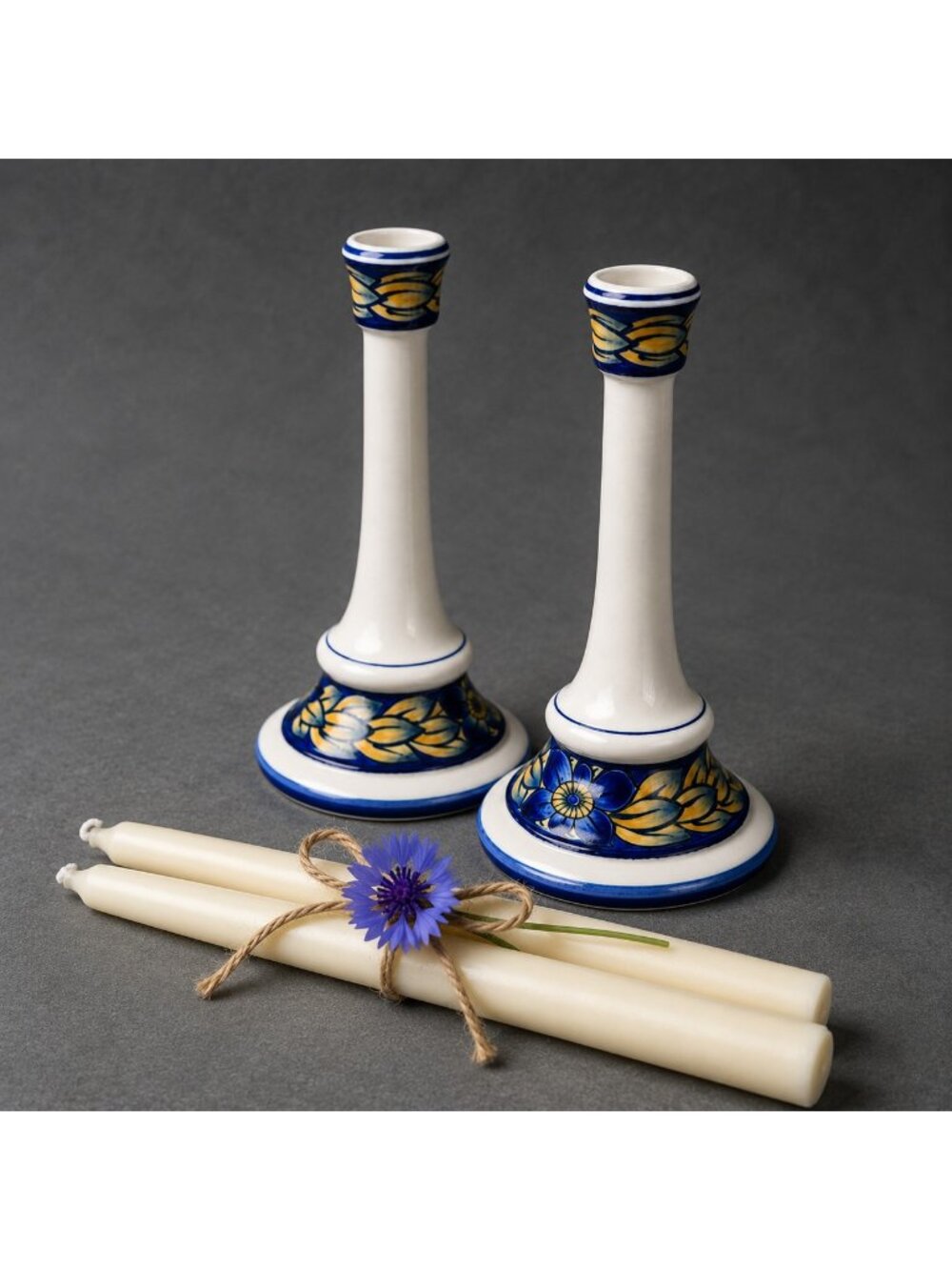 Royal Copenhagen Blue Pheasant Candlestick Holders Pair Denmark 8" Porcelain
